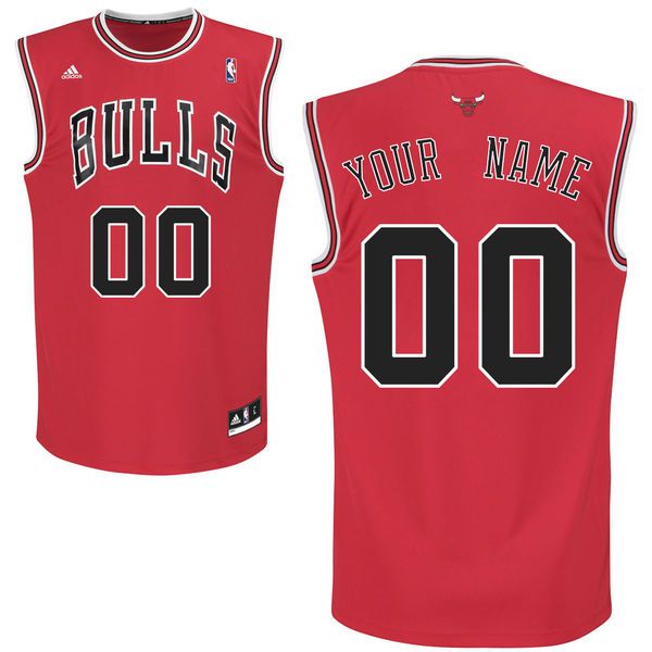 Men Adidas Chicago Bulls Custom Replica Road Red NBA Jersey->->Custom Jersey